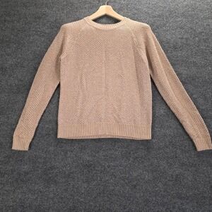 Ivanka‎ Trump Metallic Knit Sweater Pullover Women's Beige Long Sleeve Size S